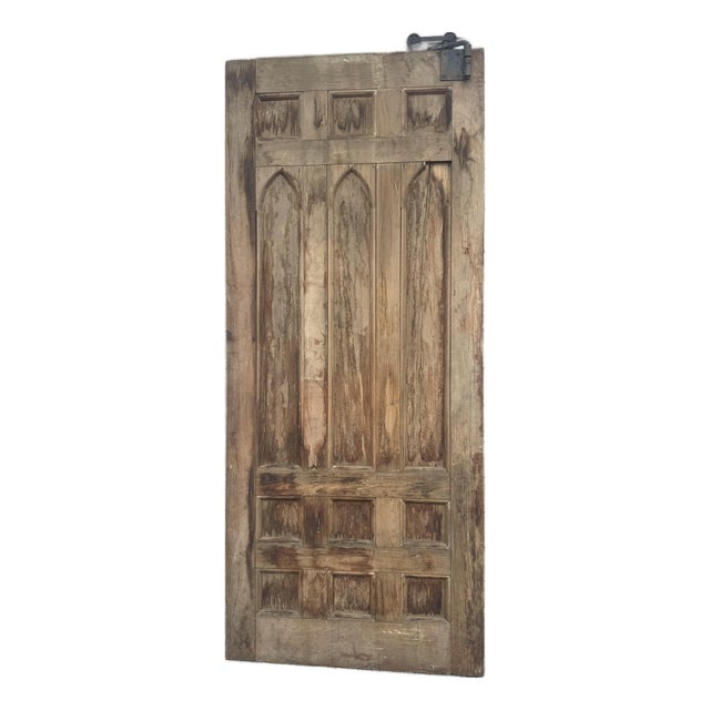 Antique Gothic Solid Wood Door With Iron Hardware For Sale
