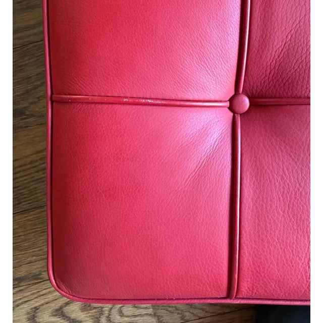 Mid-Century Modern Authentic Design Within Reach Barcelona Stool – Red Tufted Leather & Chrome X‑Base For Sale - Image 3 of 16