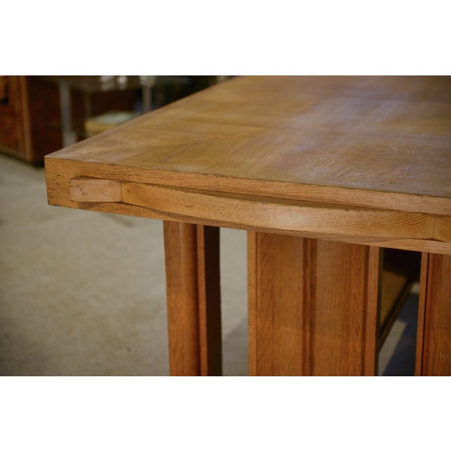1940s Vintage Art Deco Oak Table by Léon and Maurice Jallot, 1940s For Sale - Image 5 of 15