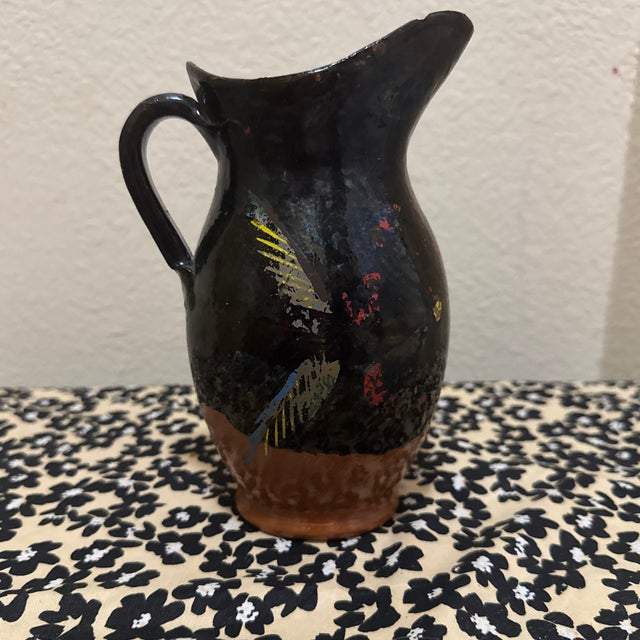 1960s 1960s Dark Glazed Stoneware Pitcher For Sale - Image 5 of 5
