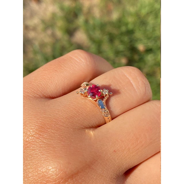 The Sauganash Ladies Rose Gold Victorian Ring set with Doublet and Rose Cut Diamonds. Crafted in trendy rose gold, this...