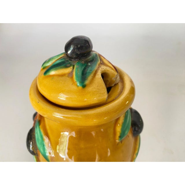 1970s Ocher Earthenware Olive Pot from Vallauris, France, 1970s For Sale - Image 5 of 9