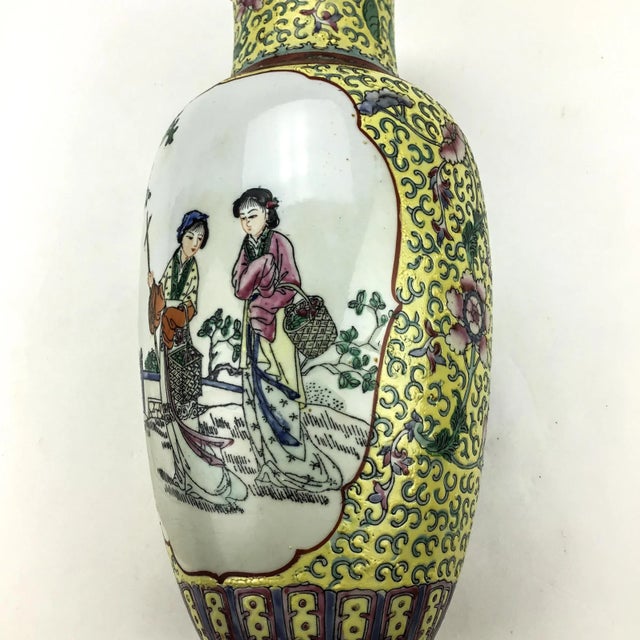 1960’s Hand Painted Chinese Flower Vase For Sale - Image 9 of 13