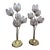 Pair of Italian Mid Century Glass and Brass Lotus Flower Table Lamps For Sale