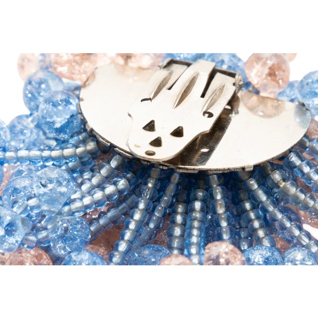 Vintage Murano Glass Beaded Necklace Set With Brooch and Bracelet, Pink and Blue, 3 Pieces For Sale - Image 17 of 18