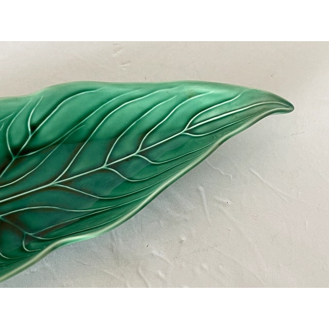 Wedgwood Wedgwood Majolica Green Leaf Dish Stamped For Sale - Image 4 of 10