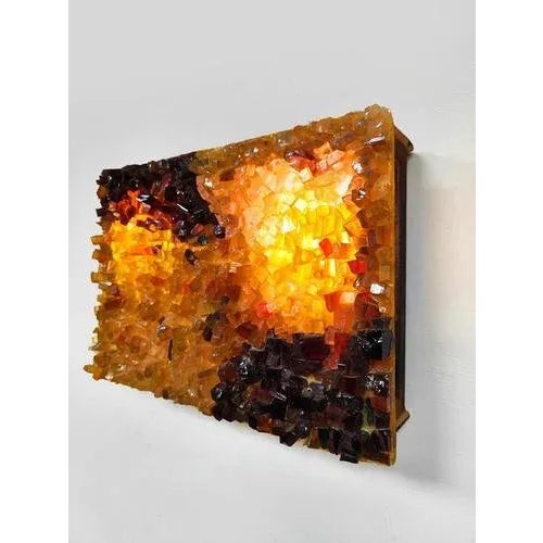 Vintage Amber Glass Wall Lamp, 1970s For Sale - Image 4 of 8