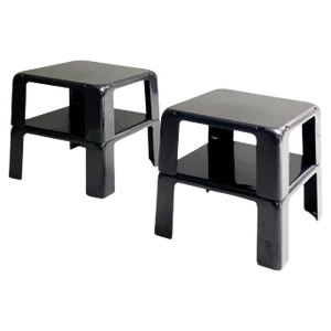 Italian Black Plastic Square 4 Coffee Tables by Mario Bellini for B&b, 1970s, Set of 2