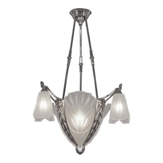 French Art Deco Chandelier by Jamain & Degue 1930 France For Sale