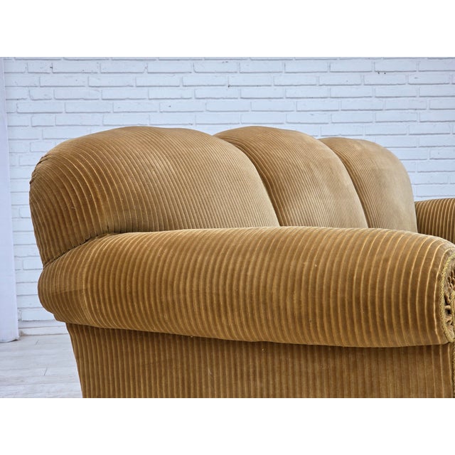 Danish Beech Three-Seater Sofa with Corduroy Upholstery, 1950s For Sale - Image 16 of 18