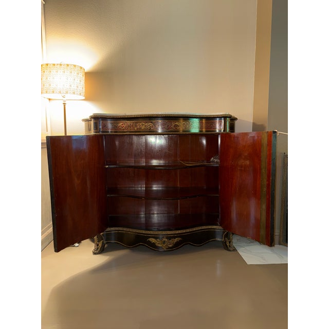 Stone Napoleon III Boulle Marquetry Side Cabinet Mid-19th Century For Sale - Image 7 of 18