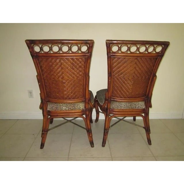 1980s Tommy Bahama Style Dining Chairs with Upholstered Seats- Set of 4 For Sale - Image 12 of 12
