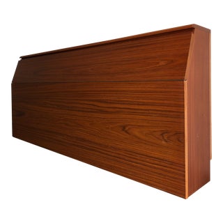 Vintage Mid Century Modern Danish Queen Size Headboard With Storage. For Sale