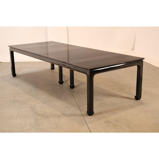 High Quality Custom Asian Inspired Black Lacquered Dining Table Featuring A Rectangular Form With Gloss Black Lacquer...