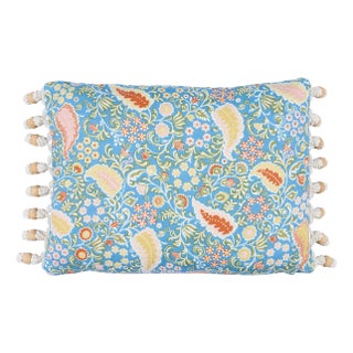 Schumacher Peggy Paisley Pillow In Azure For Sale