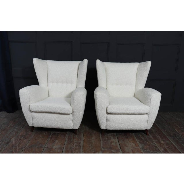 Mid-Century Italian Wingback Armchairs in Bouclé, 1950s, Set of 2 For Sale - Image 11 of 18