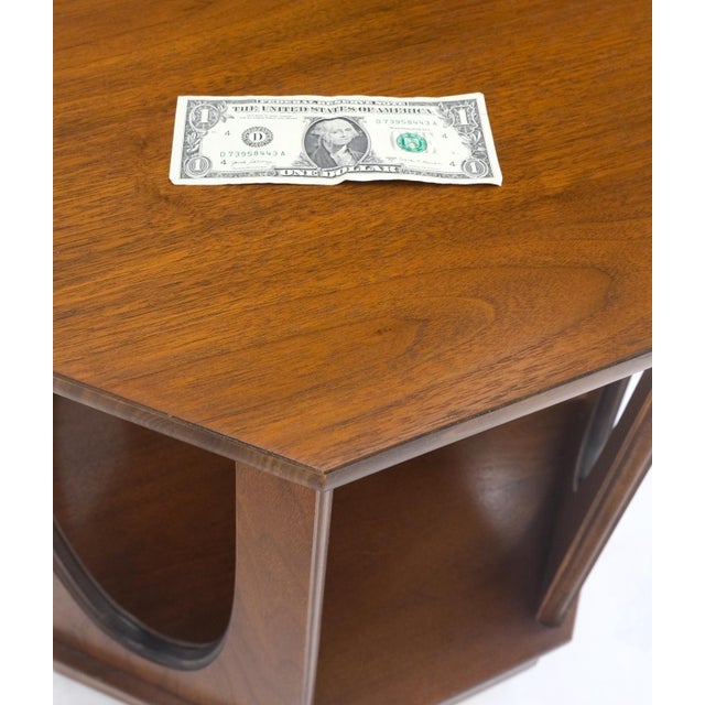 Mid-Century Modern Walnut Octagon Shape End Side Occasional Tables - A Pair For Sale - Image 12 of 12