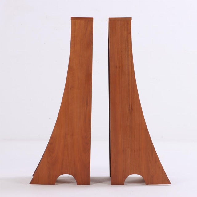 Modern A Pair of Bench-Made Sculptural Walnut Bookcases Having Flared Bases For Sale - Image 3 of 7