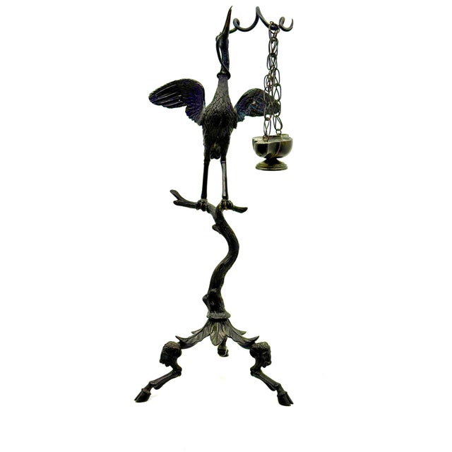 19th Century Pompeiian Bronze Neoclassical Grand Tour Souvenir Oil Lamp Heron For Sale - Image 10 of 17