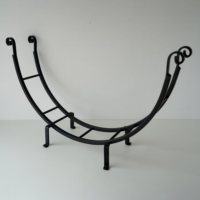 Mid-Century Modern Mid to Late 20th Century Forged Wrought Iron Log Holder For Sale - Image 3 of 9