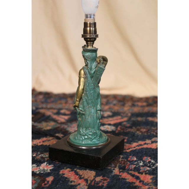 Late 19th Century Late 19th Century Eclectic Bronze Woman Lamp With Popsicle Stick Shade For Sale - Image 5 of 17