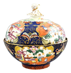 Patent Ironstone Chinoiserie Pattern Covered Bowl by Masons, 1820