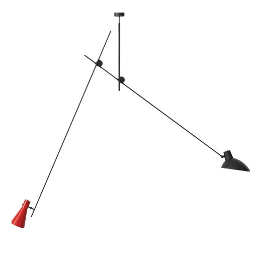 Red and Black Cinquanta Suspension Lamp by Vittoriano Viganò for Astep For Sale