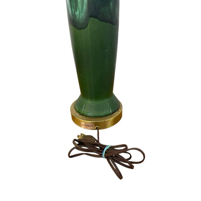 Mid-Century Modern Royal Haeger Green Drip Glaze Lamps - Set of 2 - Working! For Sale - Image 12 of 12
