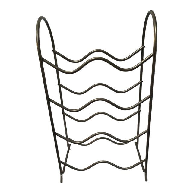 Late 20th Century Modern Wavy Metal 8 Bottle Countertop Wine Rack For Sale