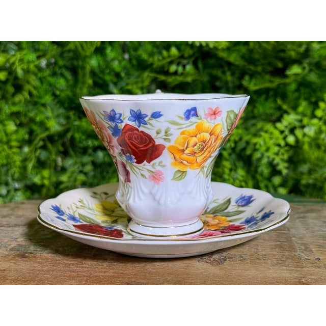 English Vintage Royal Albert "Somerset" Fine English Bone China Tea Cup & Saucer For Sale - Image 3 of 10