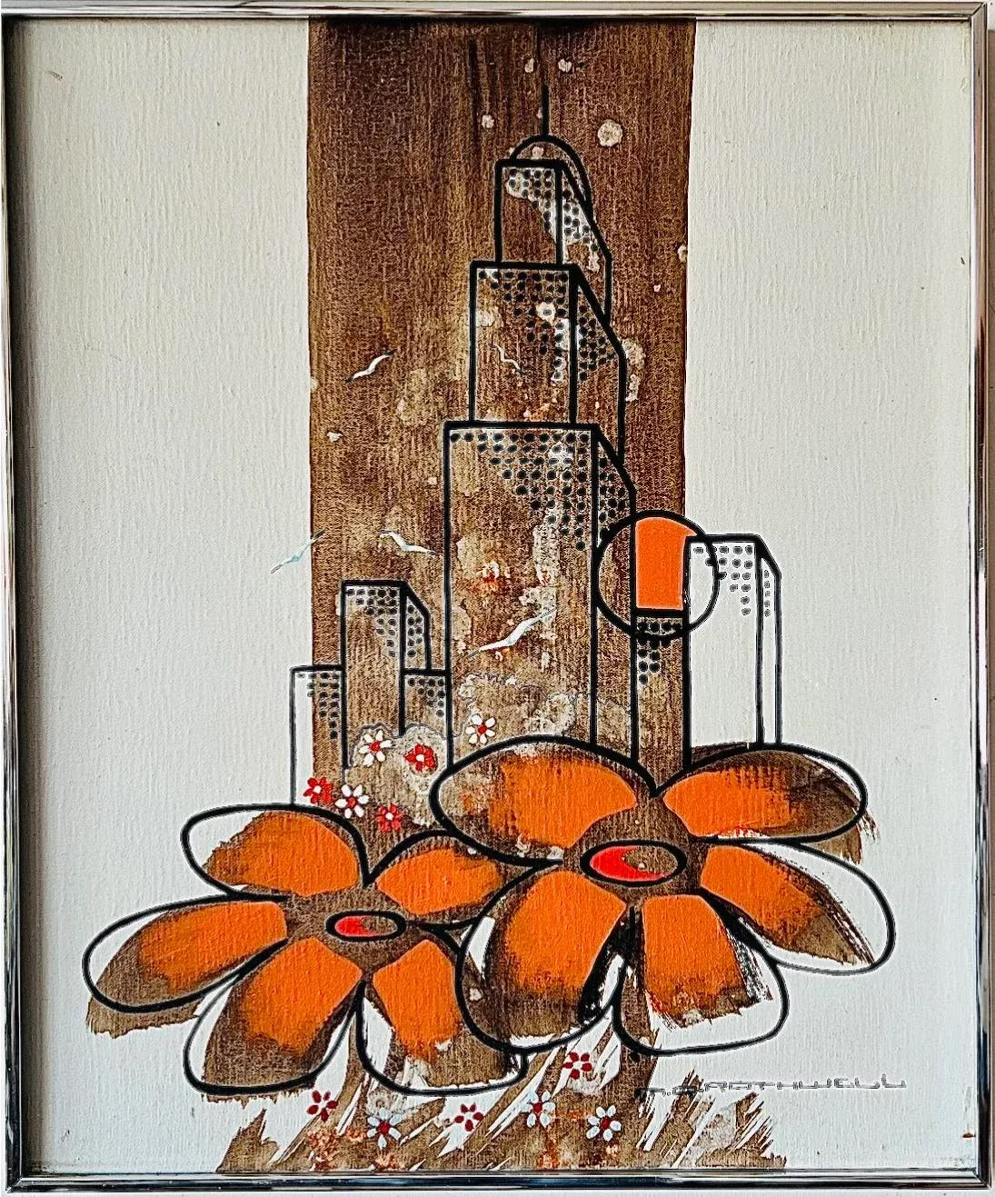 Vintage Mid Century Modern Michael Quincy M Q. Rothwell Abstract