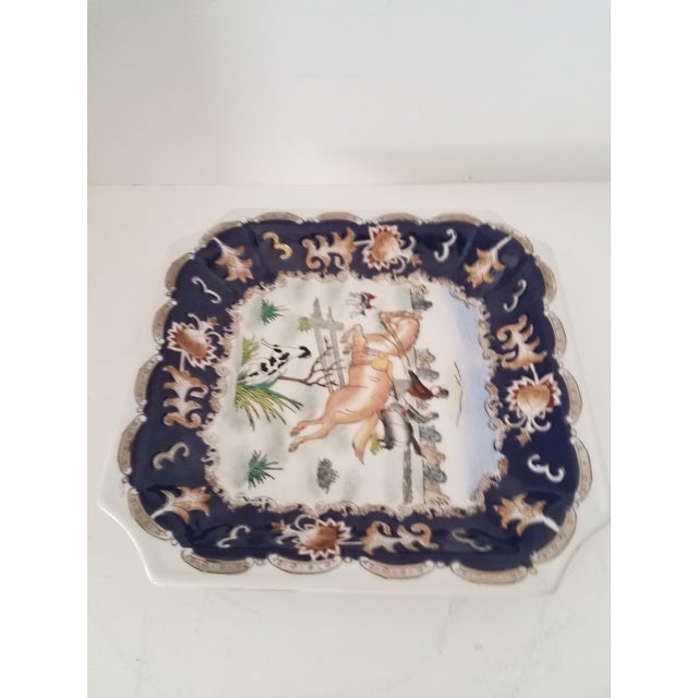 Vintage chinoiserie porcelain English hunt dresser dish marked.