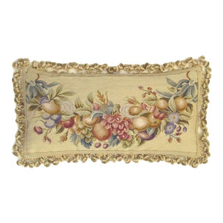 Aubusson Handwoven Wool Throw Pillow For Sale
