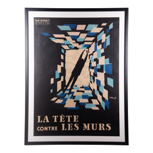French Movie Poster Bernard Villemot, French, La Tete Contre Les Murs, 1959, Color Lithographic Poster