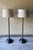 Pair of Pottery Barn adjustable Chelsea floor lamps in bronze finish with shades. Cast of steel, zinc and brass. Large...