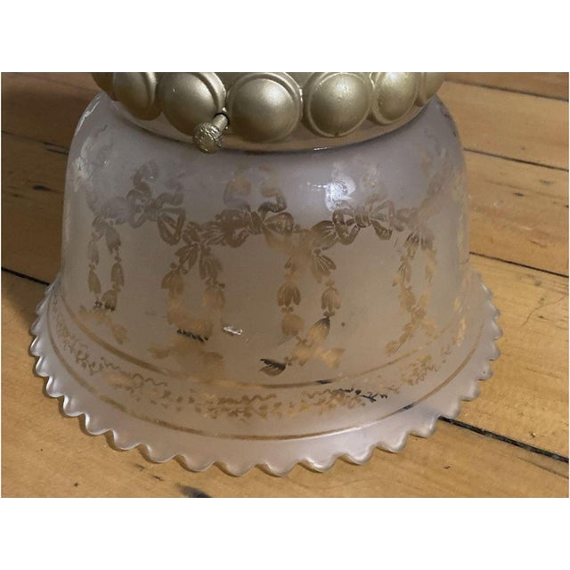 Victorian Vintage Victorian Style Brass Celling Light Flush Mount With Etched Shade For Sale - Image 3 of 8