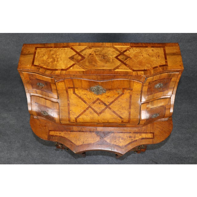 18th Century 18th C Italian Rococo Bombe Form Olivewood Secretary Desk For Sale - Image 5 of 13