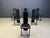Set of 6 black italian leather high back dining chairs. beautiful sleek and timeless design. The chairs are in good...