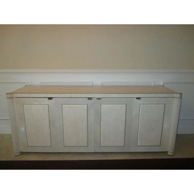 Mid-Century Modern Vintage Ivory Split Bamboo Sideboard For Sale - Image 3 of 12