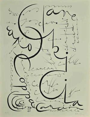 Rafael Alberti, Letter C, Lithograph, 1972