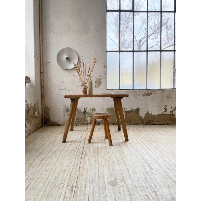 Wood Vintage Brutalist Oak Table, 1950s For Sale - Image 7 of 18