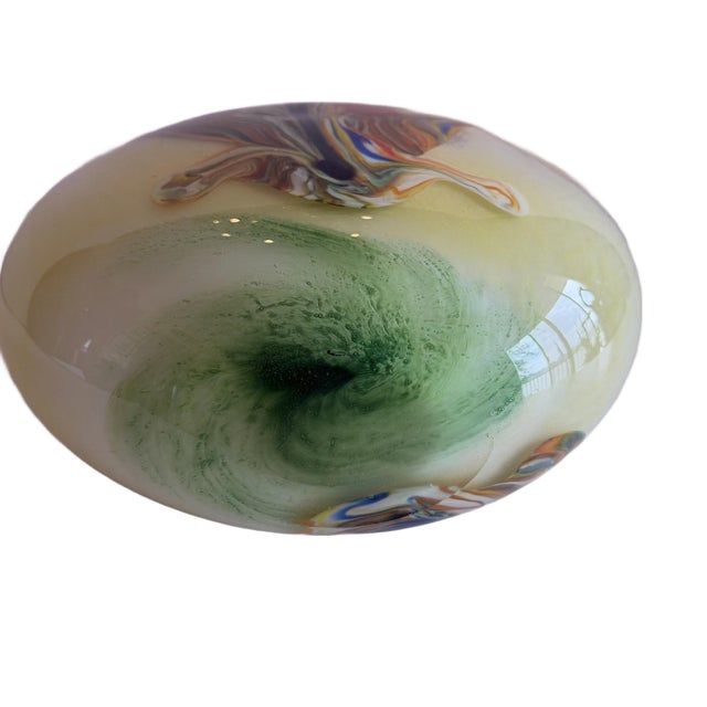 Hand-Blown Art Glass Vase With Multicolored Swirl Design For Sale - Image 10 of 16