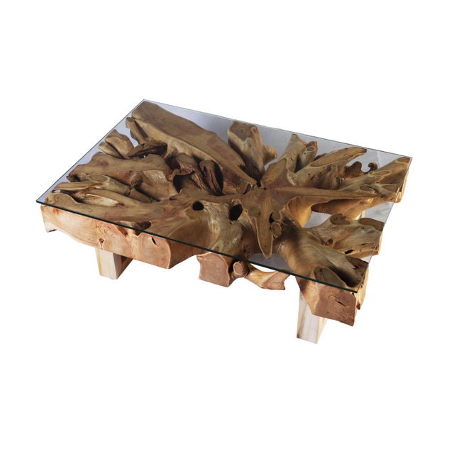 Organic Modern Rectangular Teak Root Coffee Table Chairish