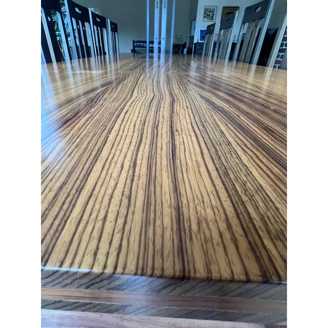 Monumental 10-Foot Arts & Crafts Sculptural Solid Walnut Trestle Dining Table For Sale In New York - Image 6 of 10