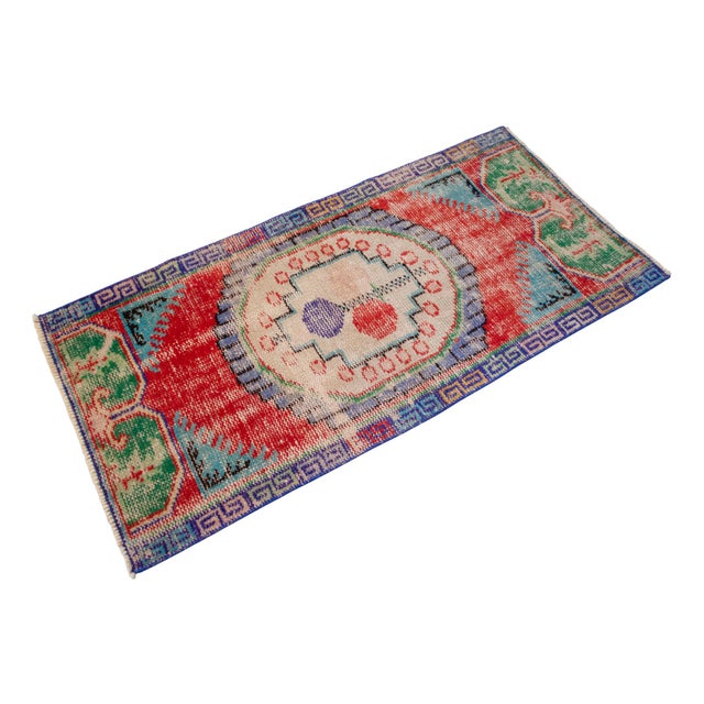 1980s Hand Knotted Turkish Rug. Floral Colorful Small Area Rug, Bath Mat, Kitchen Decor 2'2" X 4'5" For Sale - Image 4 of 13