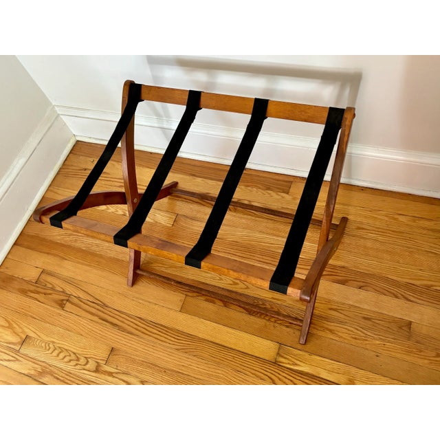 2000 - 2009 Hotel Cabana Style Folding Luggage Rack, Mahogany For Sale - Image 5 of 11