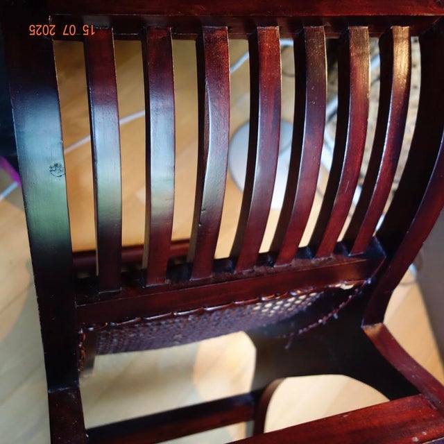 French Country 1950s Curule Bench W/Cane For Sale - Image 3 of 16