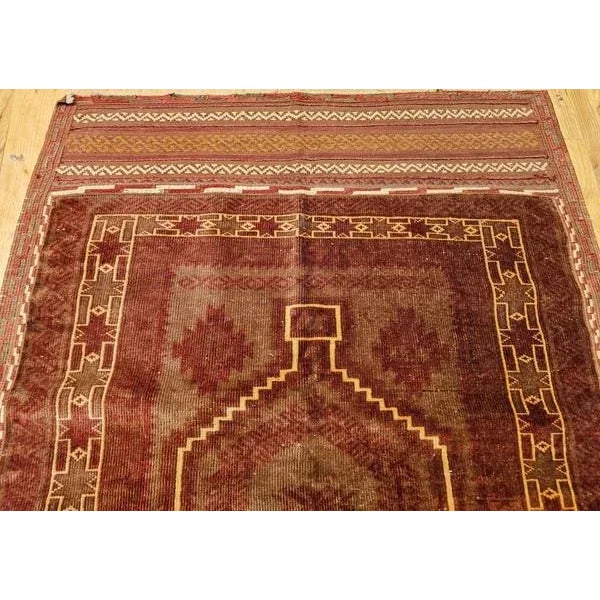 Red Antique Baluch Tribal Area Rug, Wool Pile, Geometric Design For Sale - Image 8 of 12