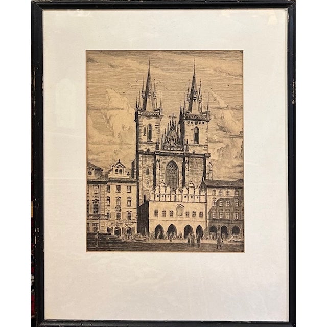 Art Deco Antique Engravings - Prague - Czech Republic, Signed, Dated - Listed Artist Arno Nauman For Sale - Image 3 of 10