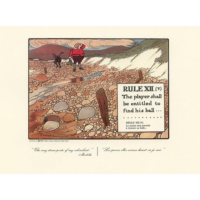 This original print is from a folio of whimsical Golf illustrations by the English artist Charles Crombie (1880-1967)....
